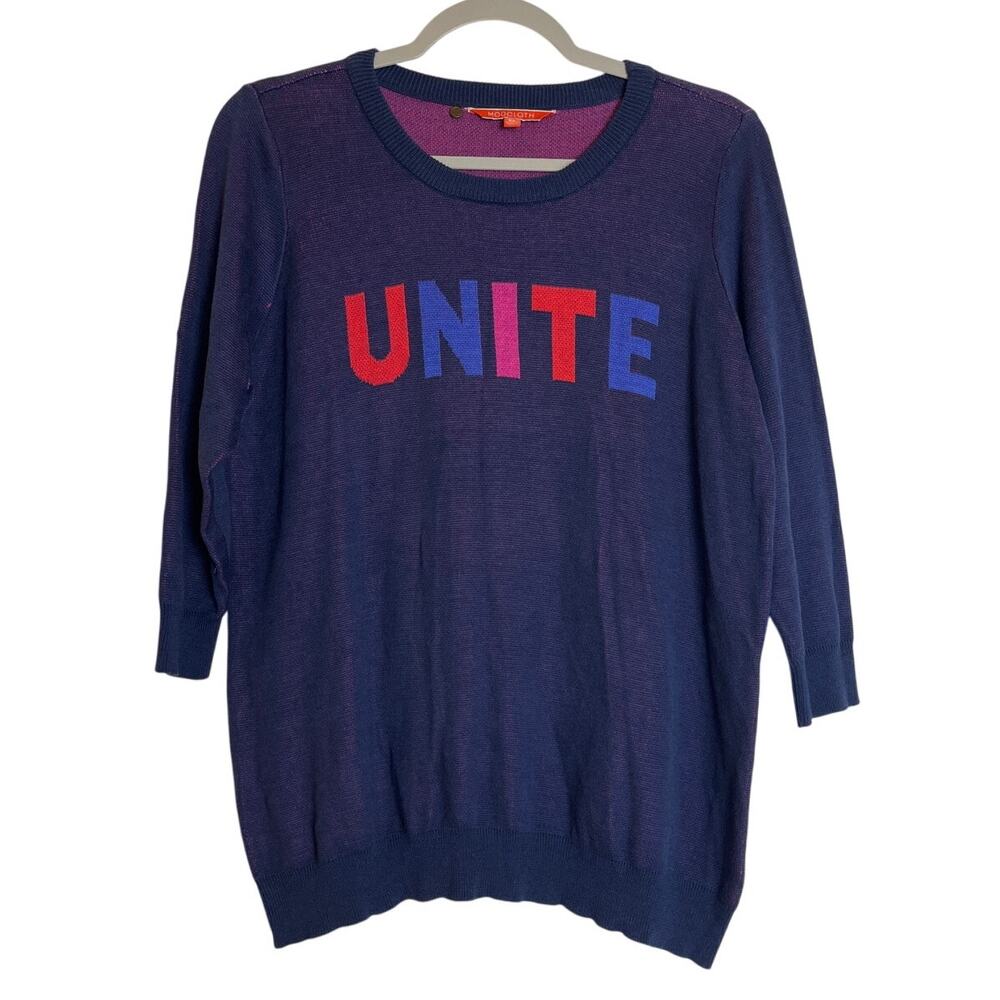 ModCloth Unite Novelty Print 3/4 Sleeve Sweater Size XL Multicolor Cotton Modal